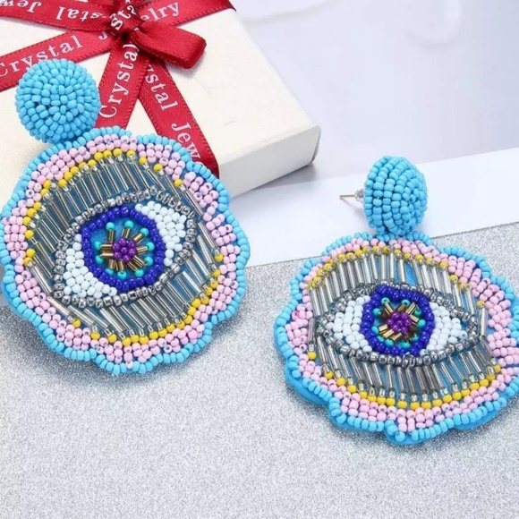 Sky Blue Eye Shape Earrings